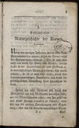 Kurzgefaßte Naturgeschichte der Bienen