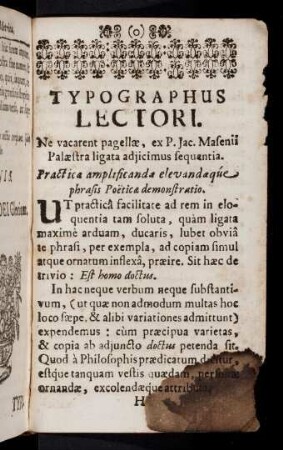 Typographus Lectori
