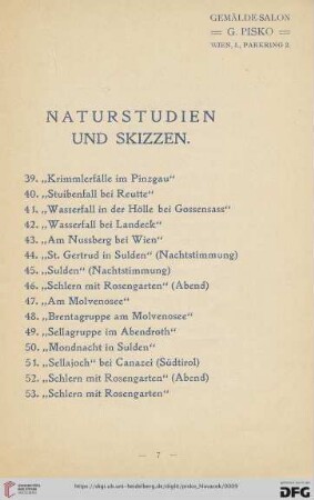 Naturstudien und Skizzen (Nr. 39-131)