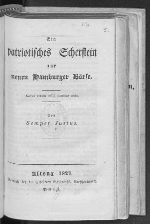 Ein patriotisches Scherflein zur neuen Hamburger Börse