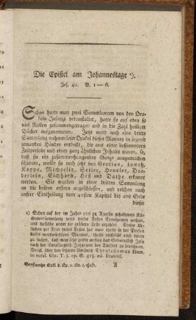 Die Epistel am Johannestage. Jes. 40. V. 1-6