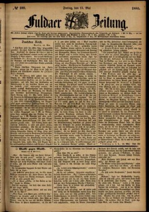 Ausgabe vom Freitag, den 15. Mai 1885.