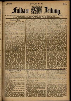 Ausgabe vom Freitag, den 15. Mai 1885.