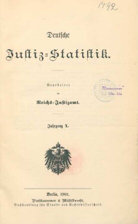 10.1901: Deutsche Justiz-Statistik