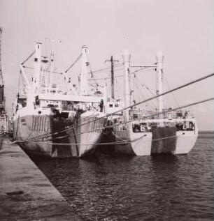 Ghana, Tema. Schiffe der Fischereiflotte im Hafen, um 1960