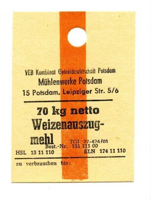 VEB Kombinat Getreidewirtschaft Potsdam BT Potsdam