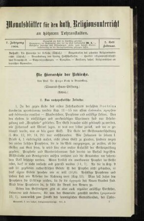 ¬Die¬ Hierarchie der Urkirche : (Clemens-Haan-Stiftung) ; (Schluß)