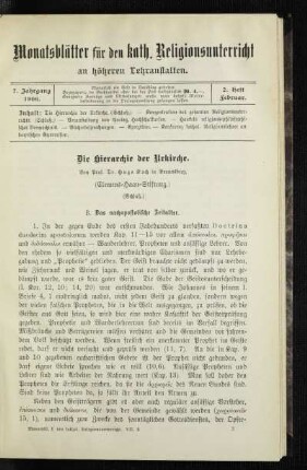 ¬Die¬ Hierarchie der Urkirche : (Clemens-Haan-Stiftung) ; (Schluß)