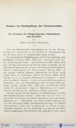 Zur Kenntnis der Schapbachgneise, Primärtrümer und Granulite
