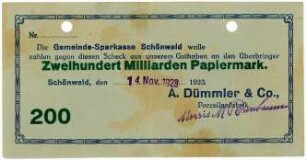 Geldschein / Notgeld, 200 Milliarden Mark, 14.11.1923