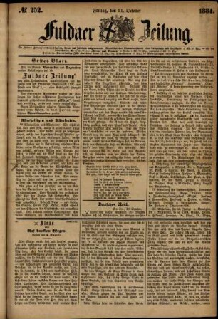 Ausgabe vom Freitag, den 31. Oktober 1884.