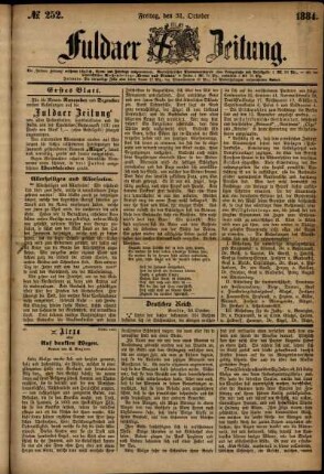 Ausgabe vom Freitag, den 31. Oktober 1884.