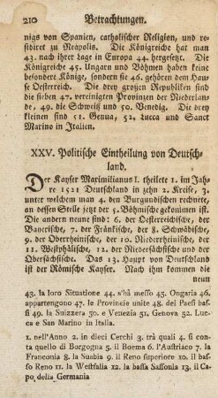 XXV. Politische Eintheilung von Deutschland