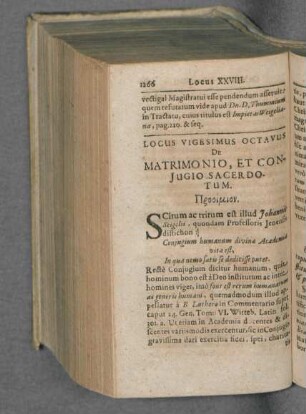 Locus Vigesimus Octavus De Matrimonio, et Coniugio Sacerdotum.