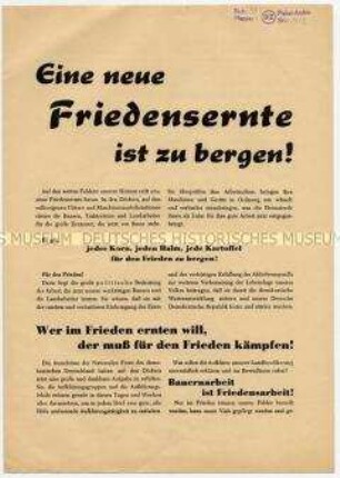 Propagandaschrift der Nationalen Front zur Ernte 1952