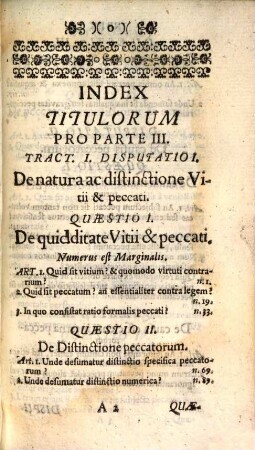 Cursus Theologiae Scholastico-Thomisticae Abbreviatus, Id est, Tractatuum Theologicorum omnium Summa, Seu Compendium, 3. Complectens Tractatum de Vitiis & peccatis, ac Tractatum de Legibus