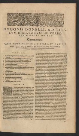 Hugonis Donelli, Ad Titulum Digestorum, De Verborum Obligationibus, Commentarii.