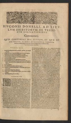 Hugonis Donelli, Ad Titulum Digestorum, De Verborum Obligationibus, Commentarii.