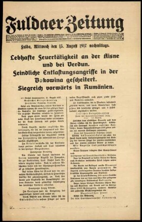 Ausgabe vom Mittwoch, den 15. August 1917.