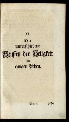 XI. Die unterschiedene Stuffen der Seligkeit im ewigen Leben