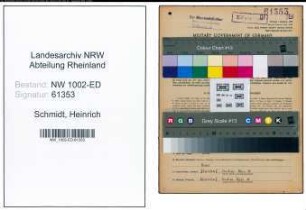Entnazifizierung Heinrich Schmidt, geb. 05.11.1916 (Lehrer)