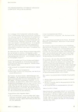 Für Programmierten Unterricht geeignete Lehrstoffe der Kunstakademien