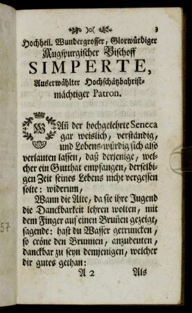 Hochheil. Wundergrosser, Glorwürdiger Augspurgischer Bischoff Simperte, Auserwählter Hochschätzbahristmächtiger Patron