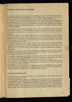 Handreichungen für den Schulsport