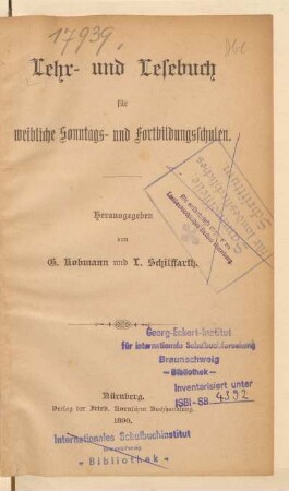 Lehr- und Lesebuch für weibliche Sonntags- und Fortbildungsschulen