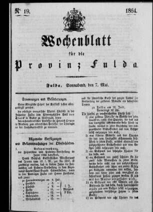 Nr. 19, Ausgabe vom 7. Mai 1864
