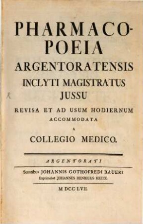Pharmacopoea Argentoratensis