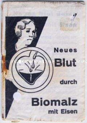 Kommunistische Tarnschrift mit einem Beitrag von Ernst Fischer (KP Österreichs) zur Frage der Einheitsfront im Umschlag einer Werbeschrift für medizinische Produkte