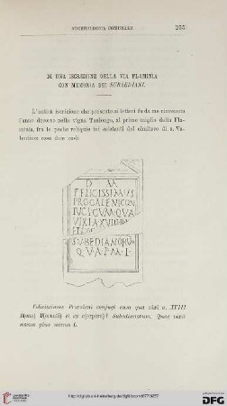 5: Di una iscrizione della via Flaminia con memoria di Subaediani