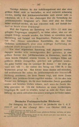 X. Deutsche Freimaurerische Bücherei.