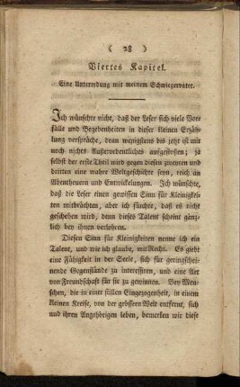 Viertes Kapitel. Eine Unterredung mit meinem Schwiegervater.
