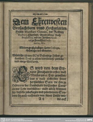 Leichenpredigt : Leichpredigt. Vorrede. Der Text, auss dem XVI. Psalm Davids