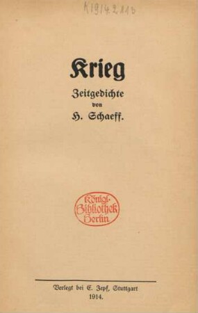Krieg : Zeitgedichte
