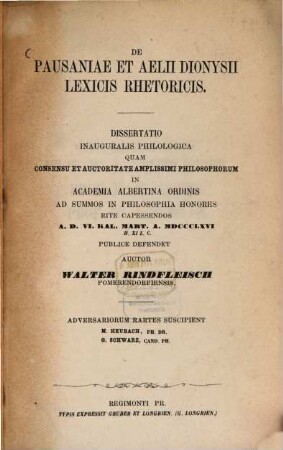 De Pausaniae et Aelii Dionysii lexicis rhetoricis