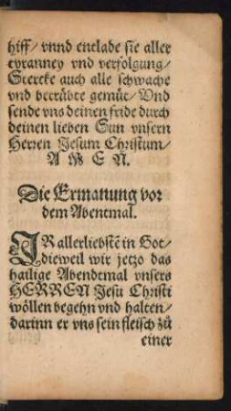 Die Ermanung vor dem Abentmal.