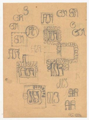 Kalligrafie- und Ornamentstudien : Monogrammstudien zu M K, A K, M I, G K
