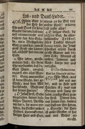 Lob- und Danck-Lieder. - Danck-Lieder in besondern Fällen.