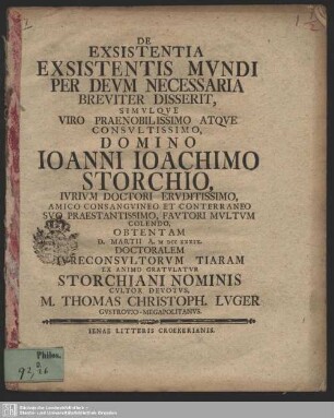 De Existentia Existentis Mundi Per Deum Necessaria Breviter Disserit