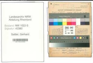 Entnazifizierung Gerhard Sattler , geb. 20.06.1920 ()