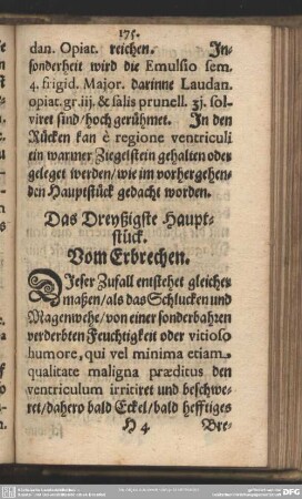 Das Dreyßigste Hauptstück. Vom Erbrechen