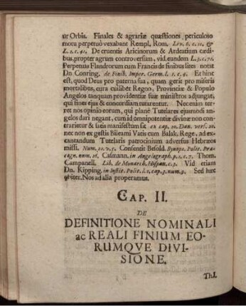 Cap. II. De Definitione Nominali ac Reali Finium Eorumque Divisione.