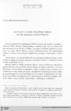53: Słynący cudami wileński obraz Matki Boskiej Sapieżyńskiej : =