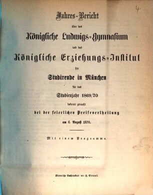 Jahresbericht .... 1869/70 (1870)