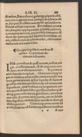 De vitio lapidis in renibus & vesica. Capitulum decimum octavum.