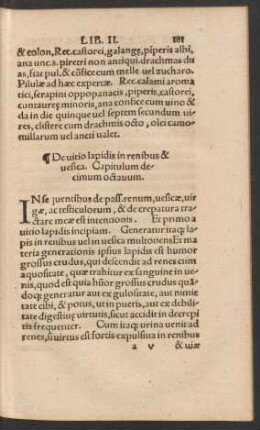De vitio lapidis in renibus & vesica. Capitulum decimum octavum.