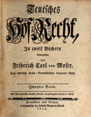 Teutsches Hof-Recht : In zwölf Büchern, Zweyter Band